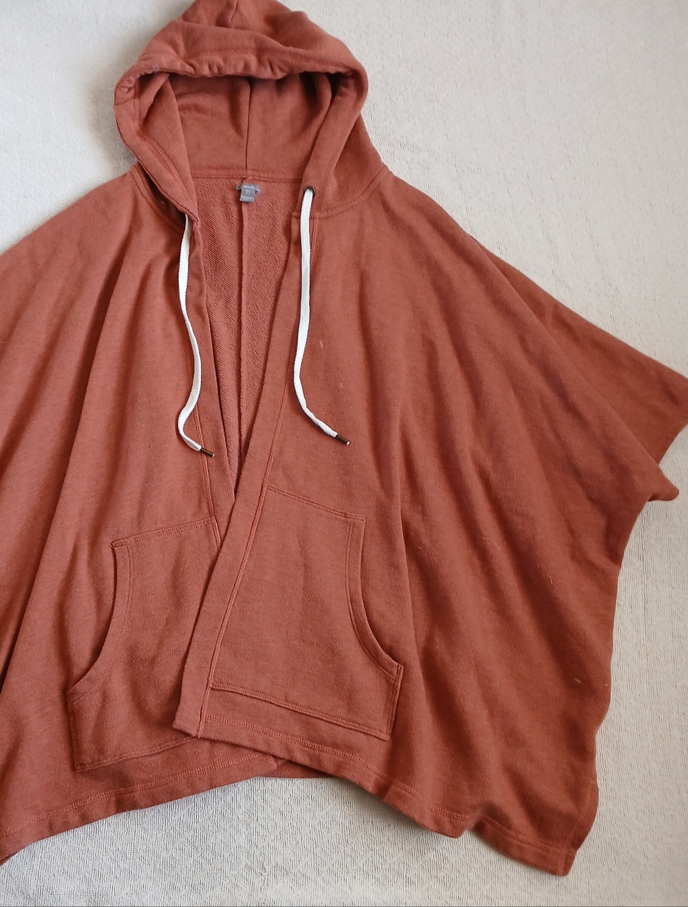 aerie ♡ hooded sweater poncho cardigan rusty sienna medium large fall autumn